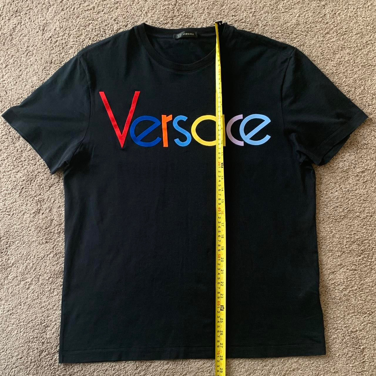 Authentic Versace men’s logo black cotton t shirt size M