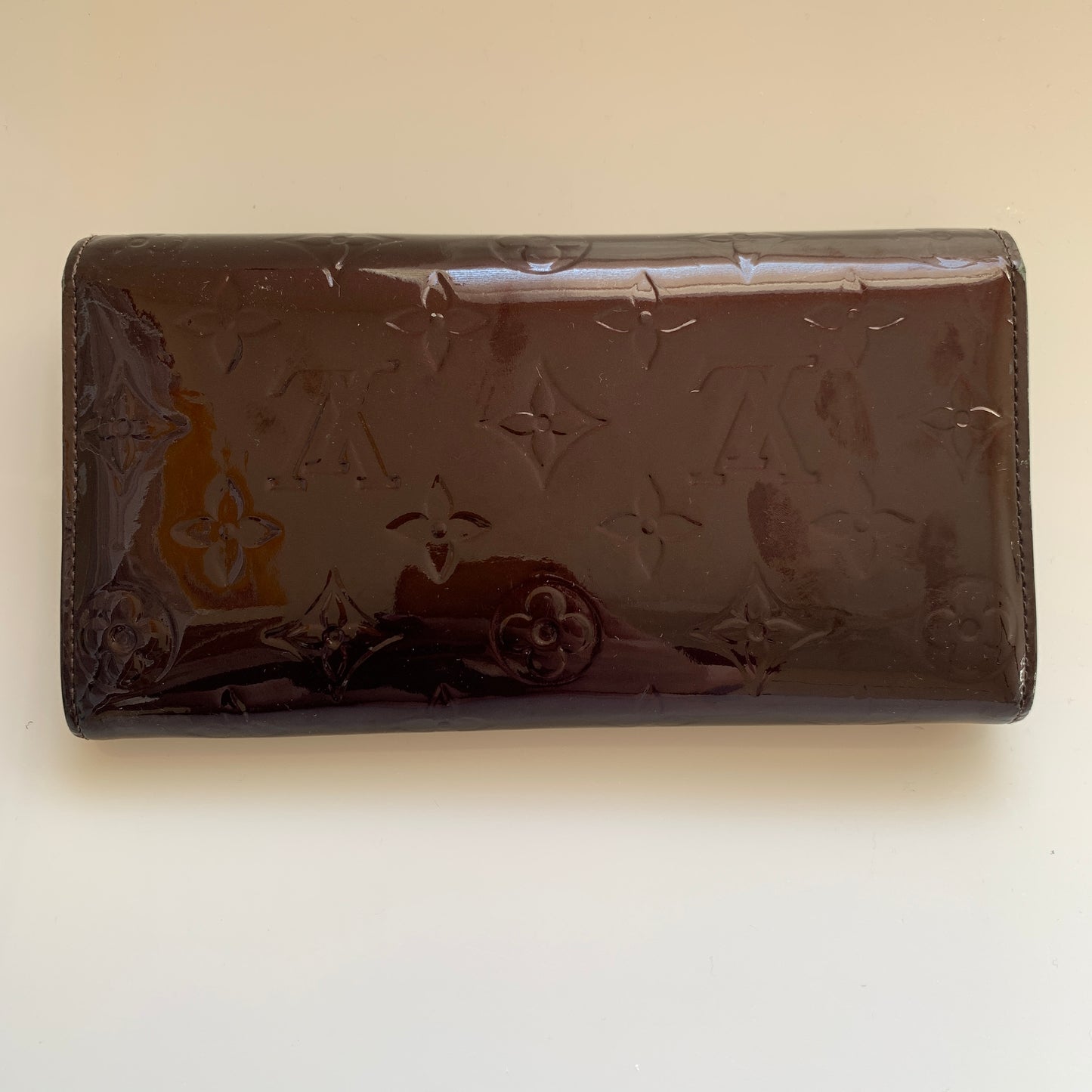 Louis Vuitton monogram vernis amarante patent leather women’s long wallet authe