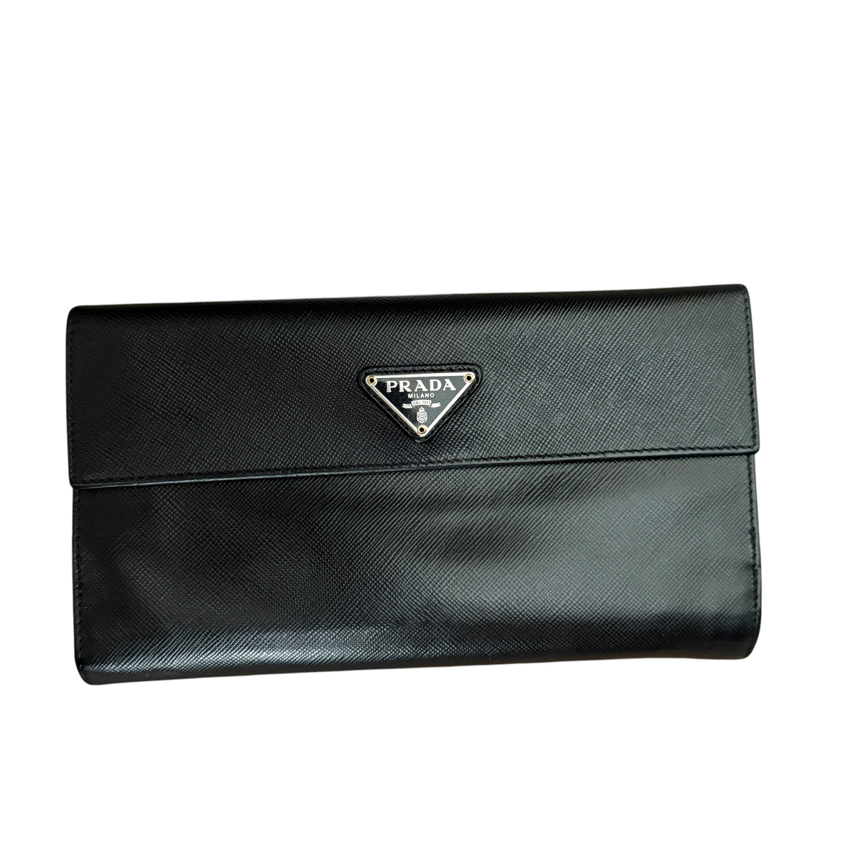 PRADA block leather long wallet authentic with coa and card 7.8x4.2