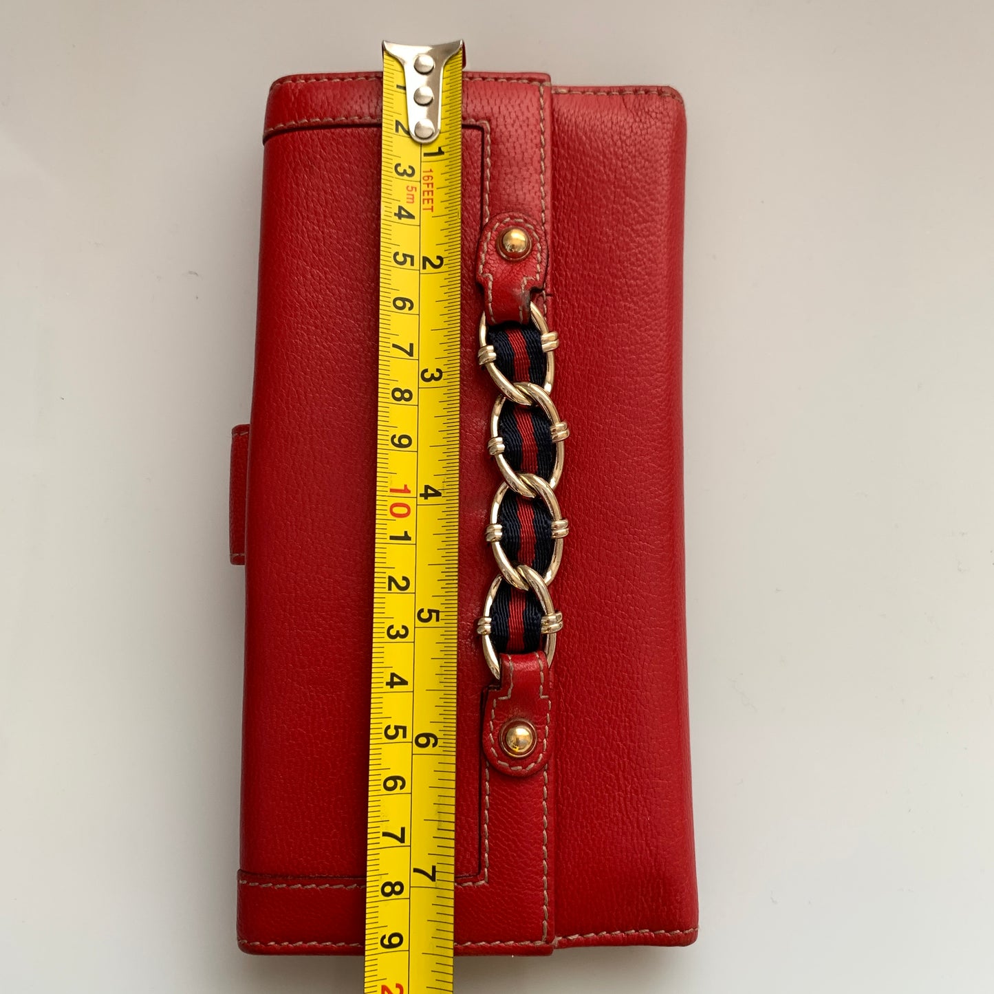Gucci women’s sherry line long red leather wallet authentic with COA