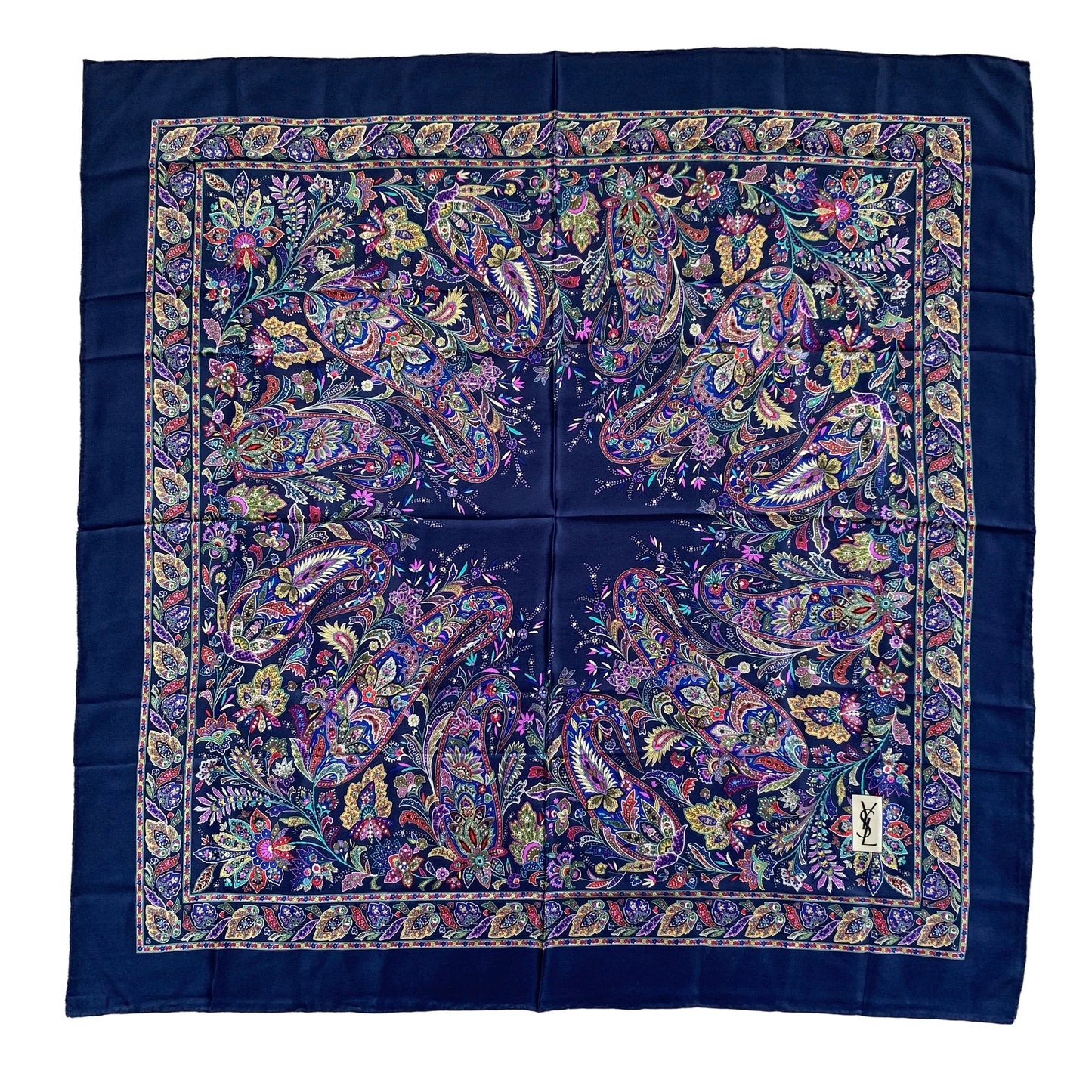 Yves Saint Laurent large silk scarf Authentic with COA 34.5 inch