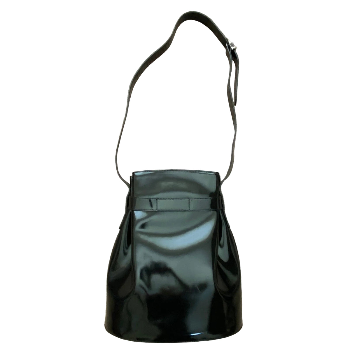 Ferragamo black leather bucket bag Authentic with COA 10.6x12x5.5
