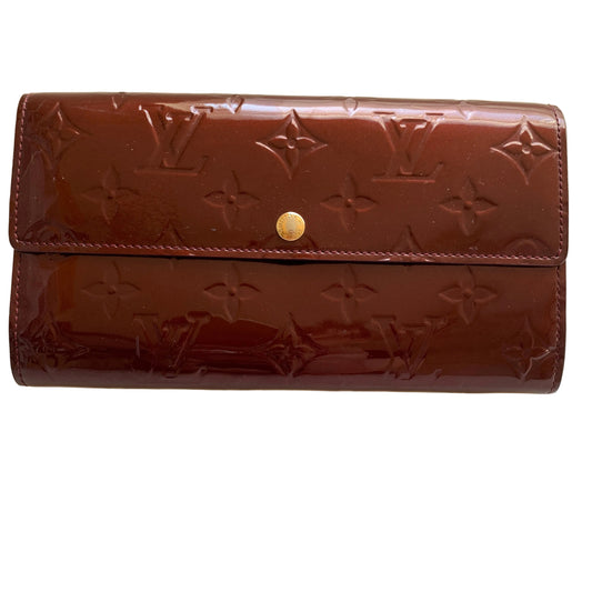 Louis Vuitton monogram vernis rouge women’s long wallet authentic with COA TS 2