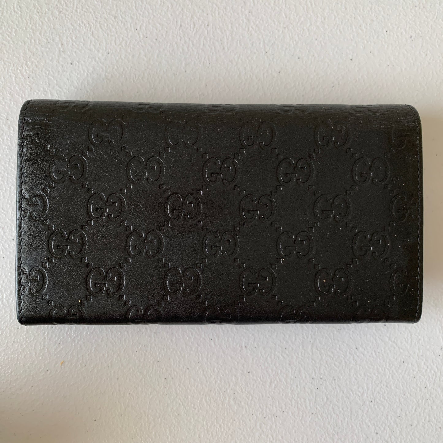 Gucci Black leather monogram long wallet long authentic with COA 7.2x3.9