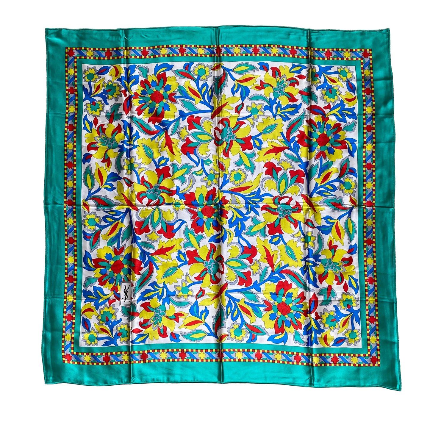 Yves Saint Laurent large silk scarf Authentic with COA 34 inch