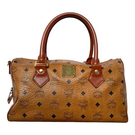 MCM cognac Boston tote bag Authentic with COA 13.5x8.3x7.5