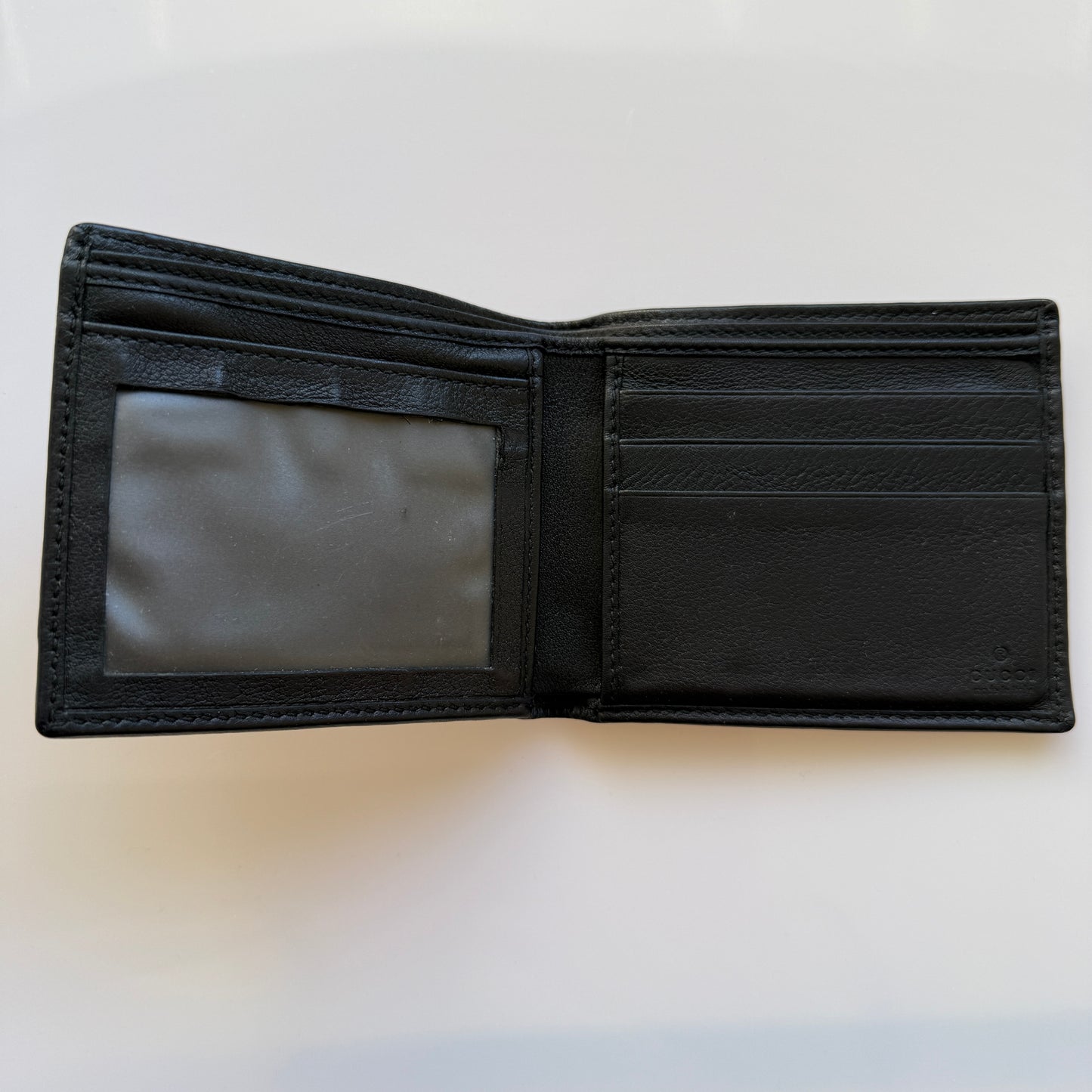 Gucci men’s monogram black leather sherry line bifold wallet authentic with COA