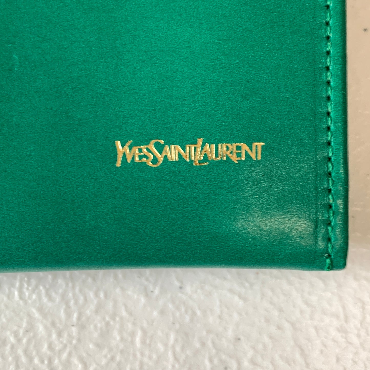 Yves Saint Laurent YSL logo green long wallet Authentic with COA 7.5x3.6
