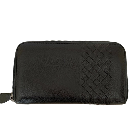 Bottega Veneta long navy blue zip around wallet Authentic with COA
