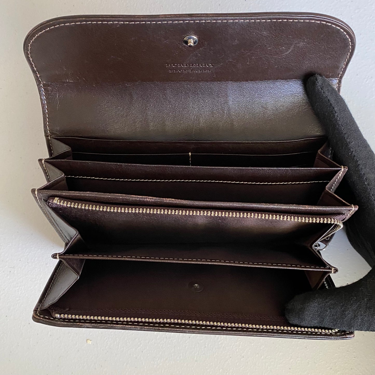 Burberry check long wallet authentic with coa