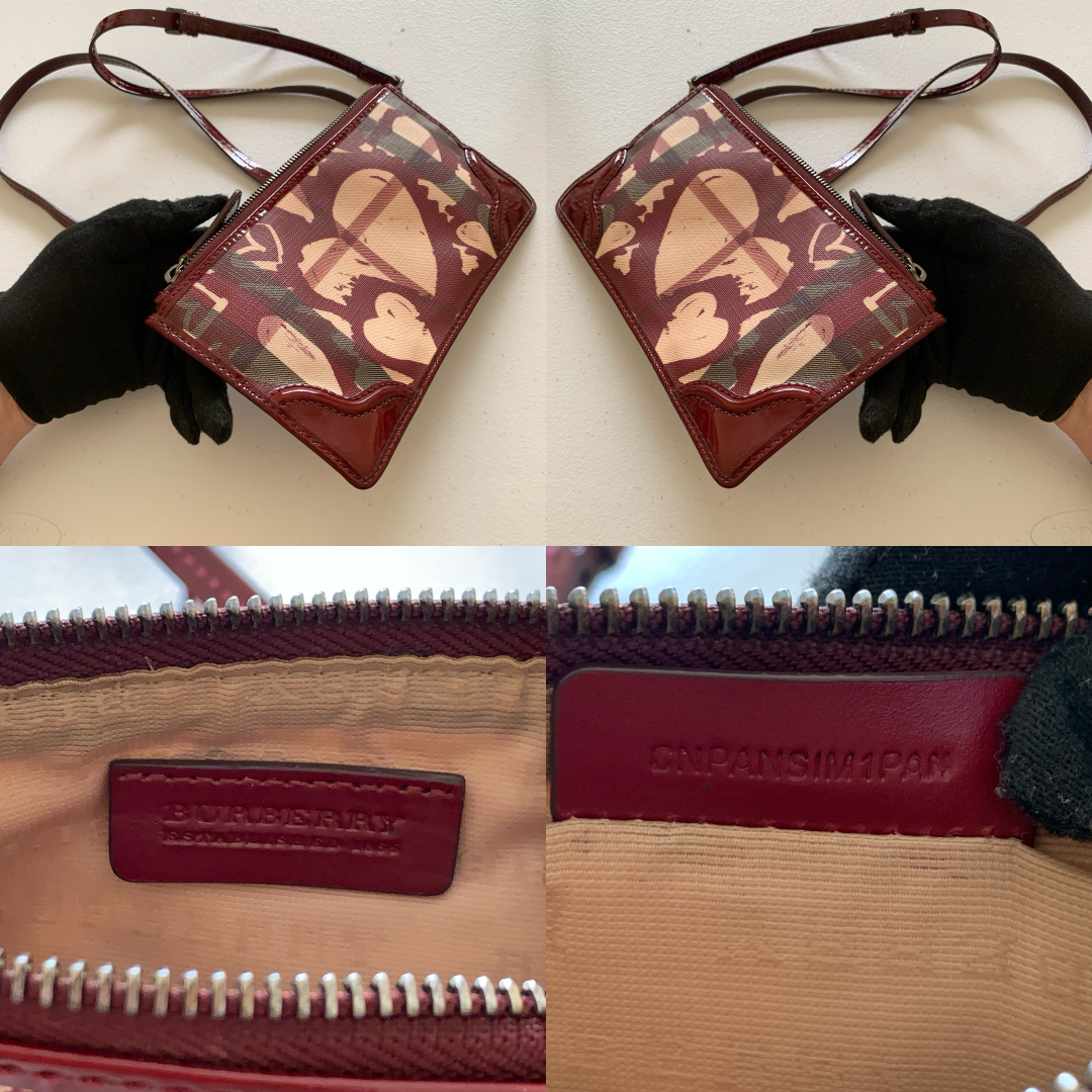 Burberry heart nova check crossbody clutch bag authentic with COA and removable strap