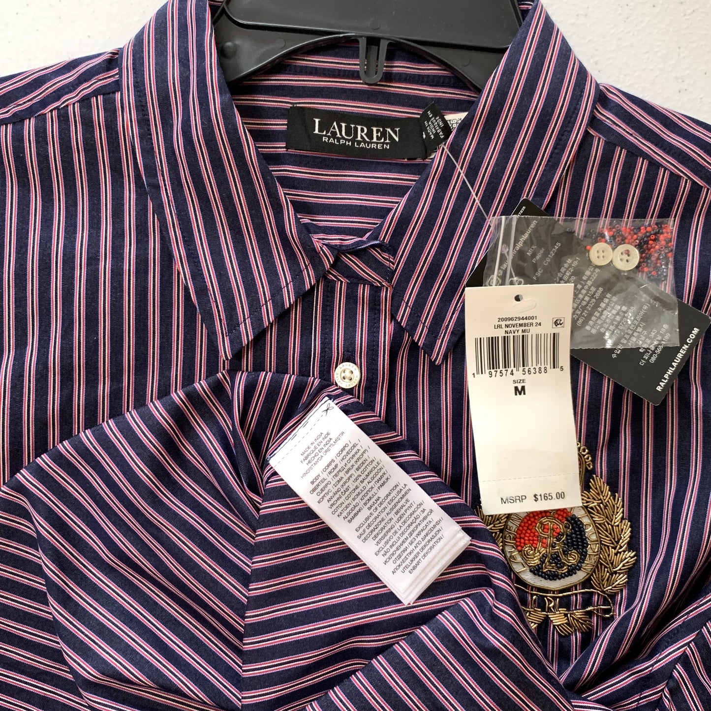 Lauren Ralph Lauren Women’s NWT stripe button up long sleeve shirt size Medium