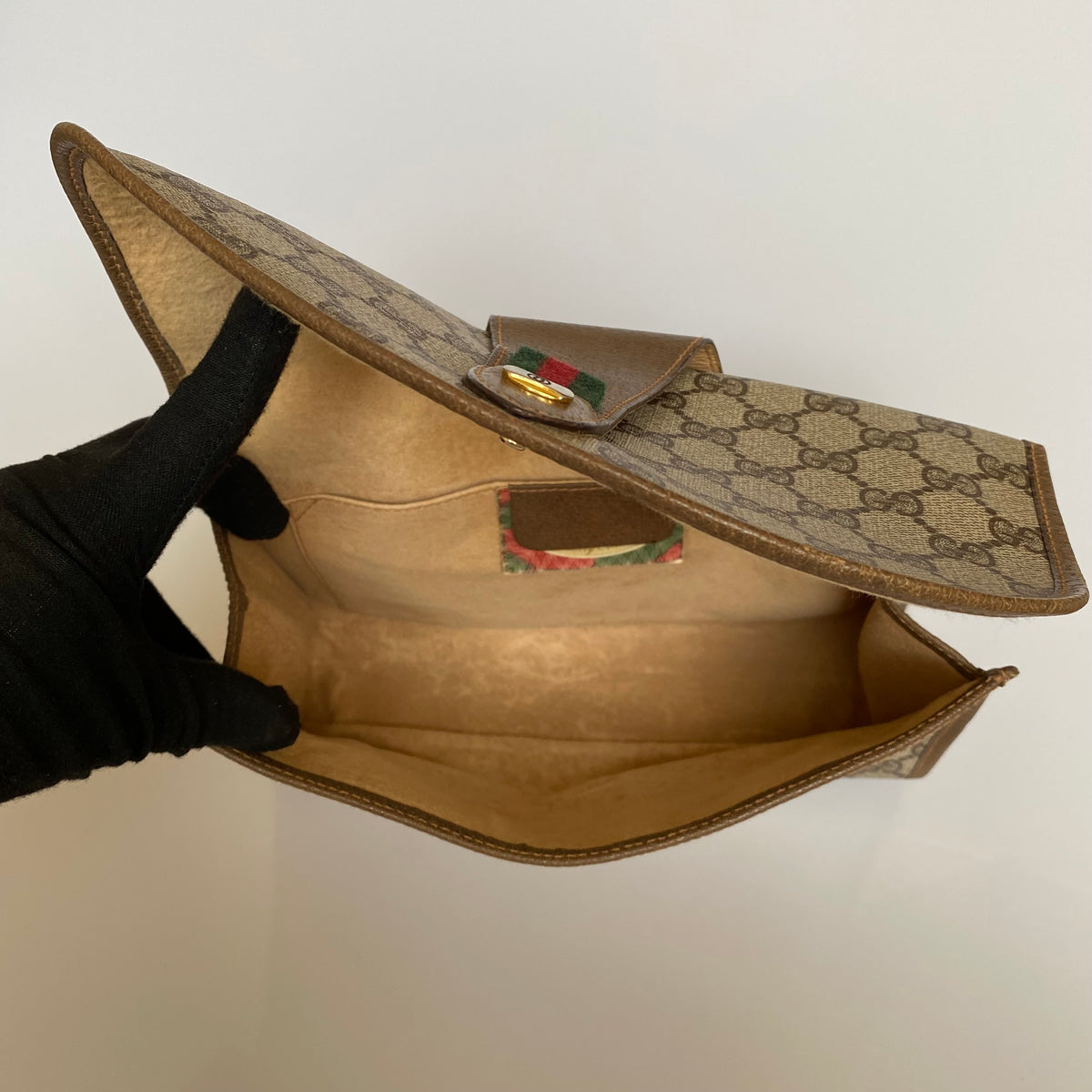 Gucci sherry line monogram clutch clutch bag Authentic with COA 9.7x7x2.8