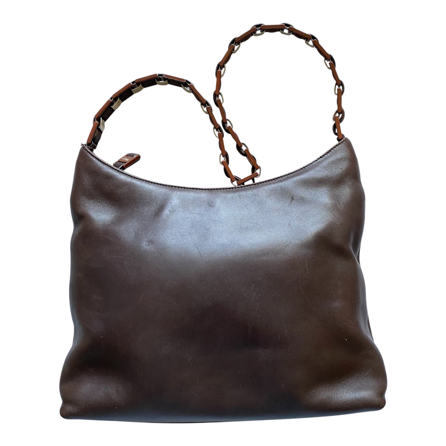 Ferragamo brown leather shoulder bag Authentic with COA 12x10x3.2