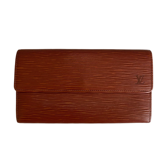 Louis Vuitton brown Epi leather long wallet ca0976 authentic with coa