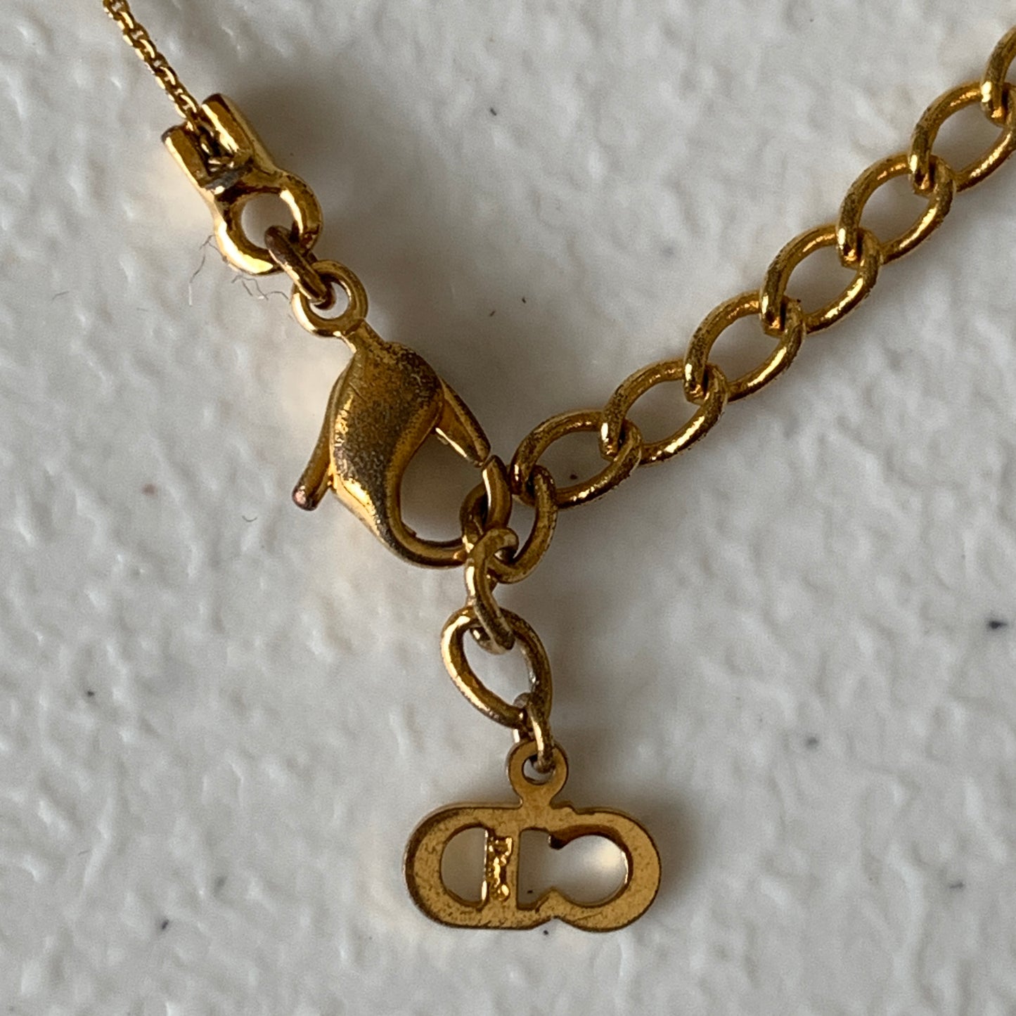Dior CD letter pendant gold plated adjustable necklace Authentic with COA