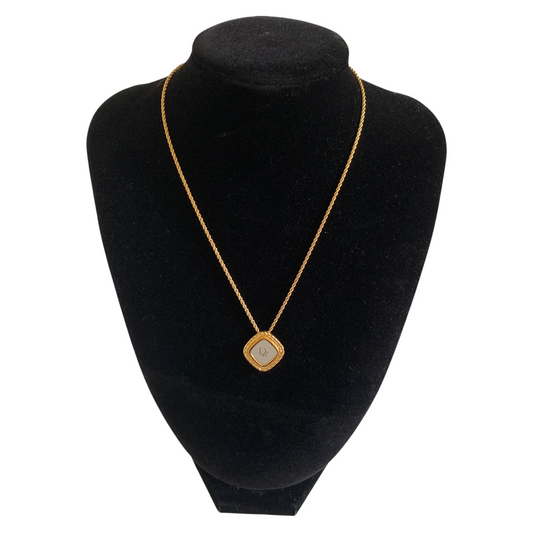Christian Dior logo pendant Necklace with extender authentic with COA