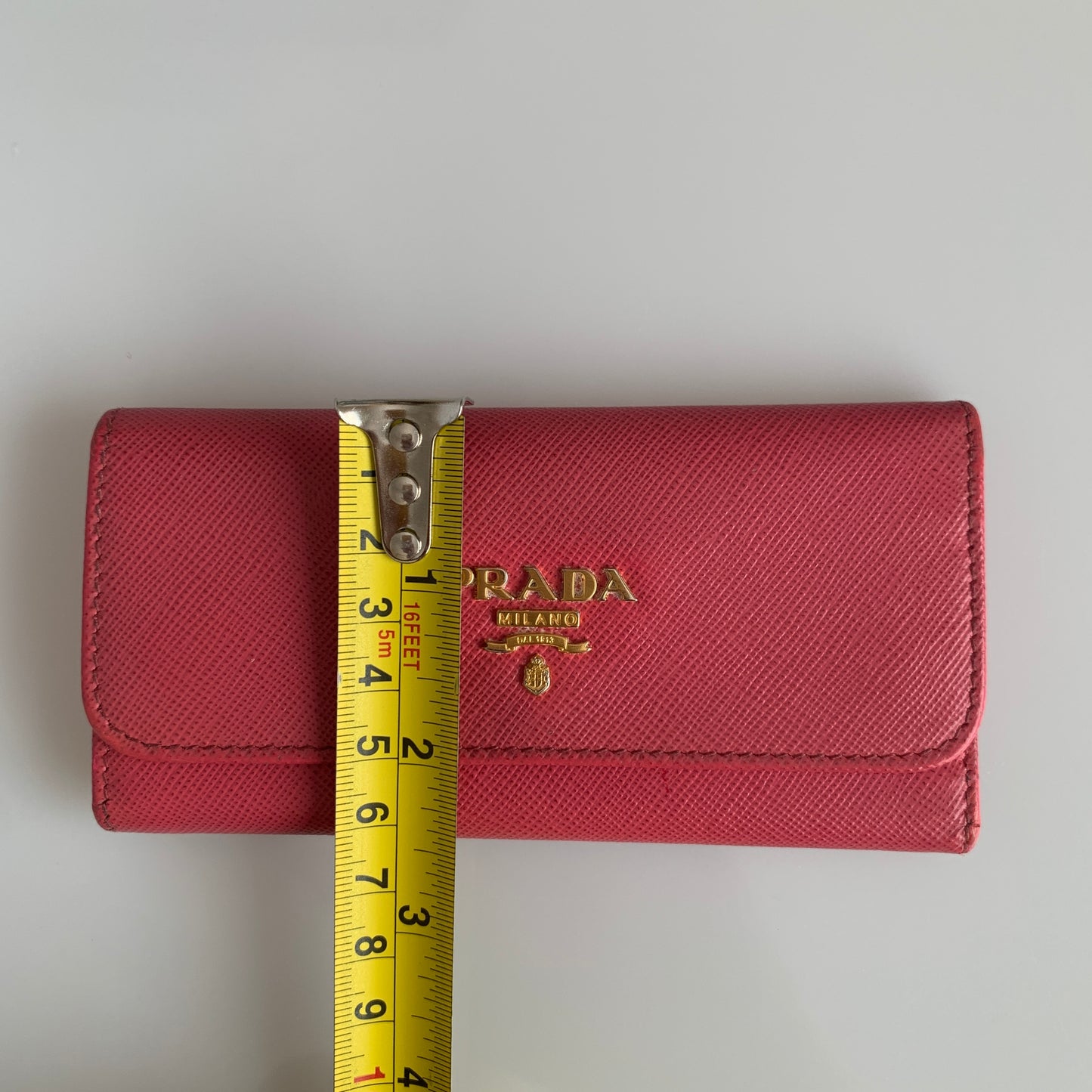 Prada saffiano leather Pink 6 key holder Authentic with COA