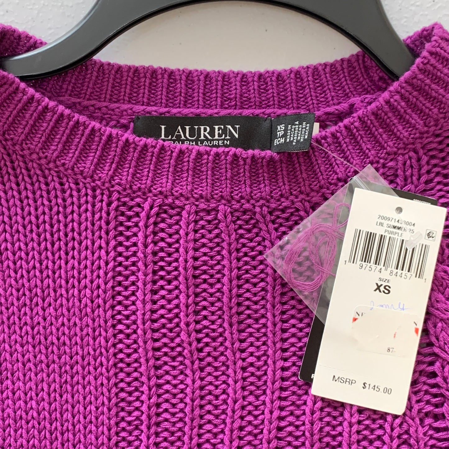 Lauren Ralph Lauren women’s NWT purple long sleeve cotton sweater size XS