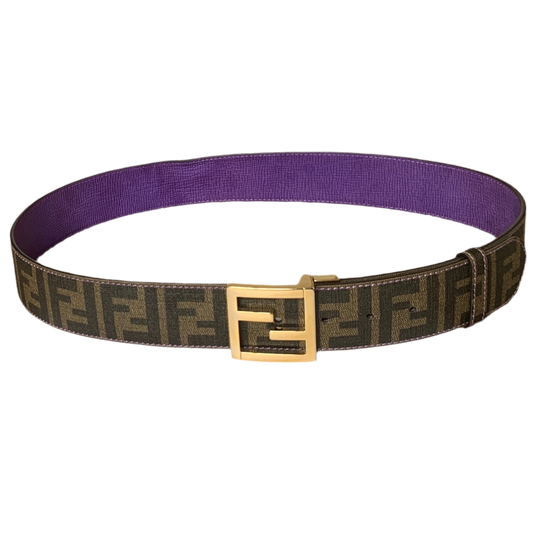 Authentic Fendi double face reversible belt with FF gold buckle