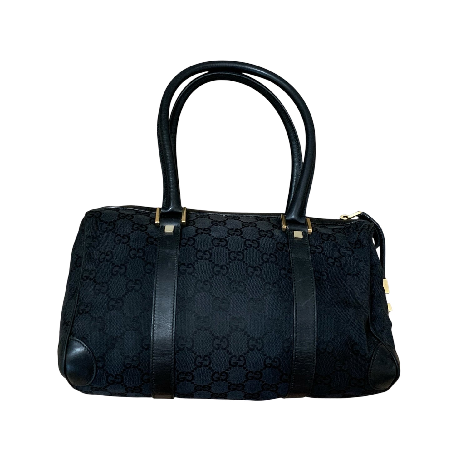 Gucci black monogram Boston bag authentic with COA dusty