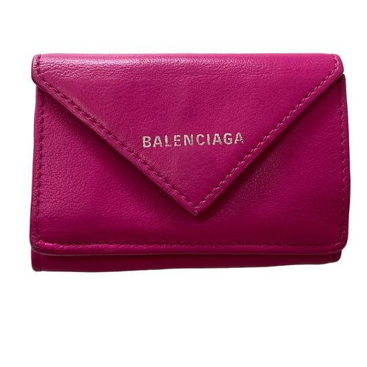 Balenciaga pink leather envelop wallet authentic with coa