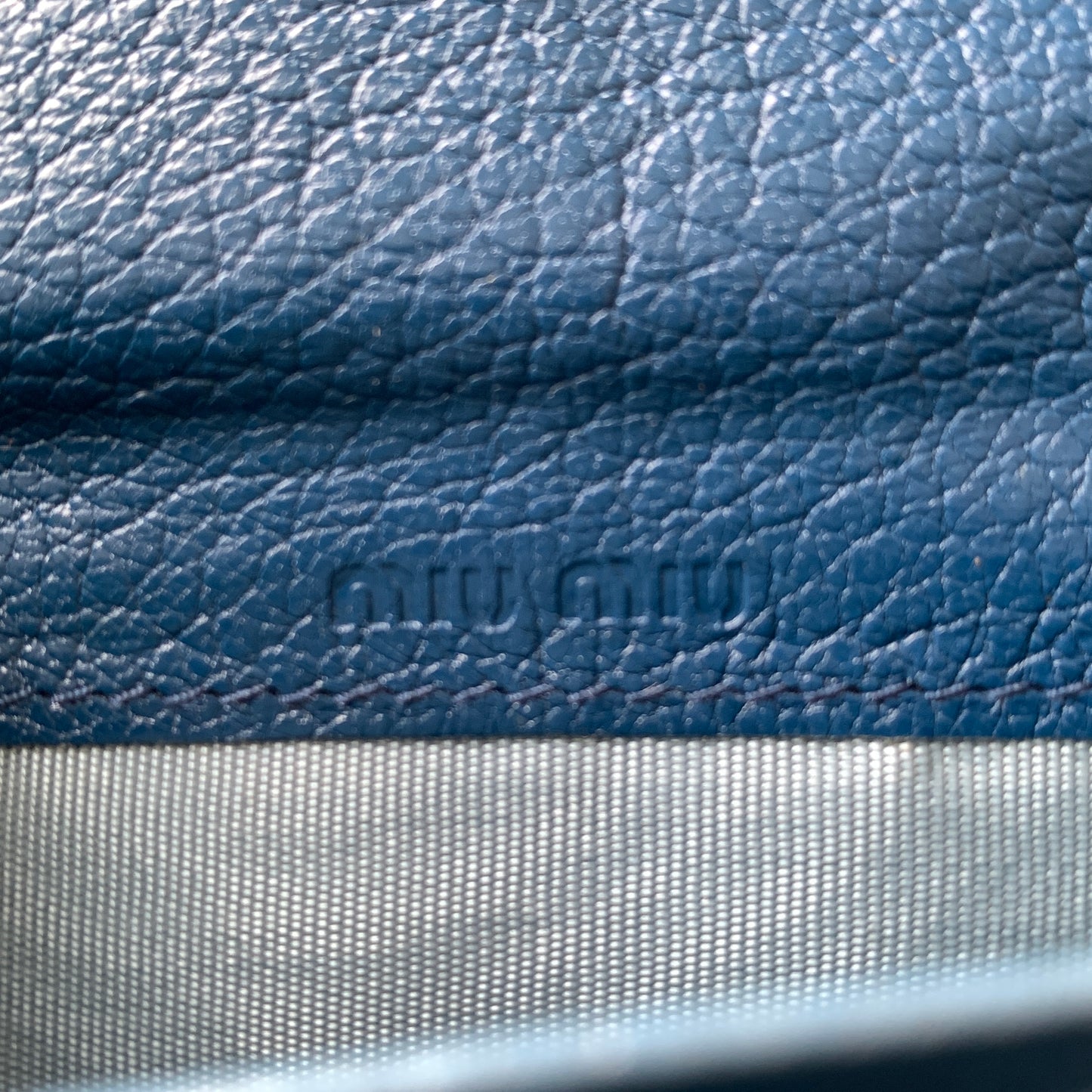 MiuMiu blue leather long wallet Authentic with COA