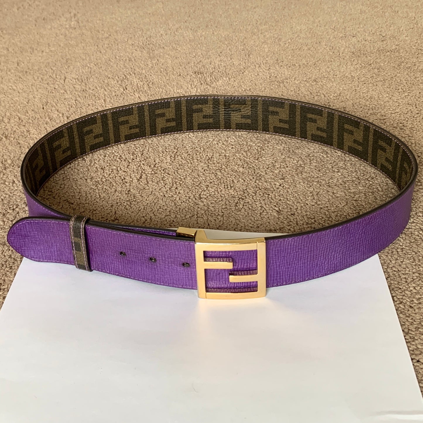 Authentic Fendi double face reversible belt with FF gold buckle