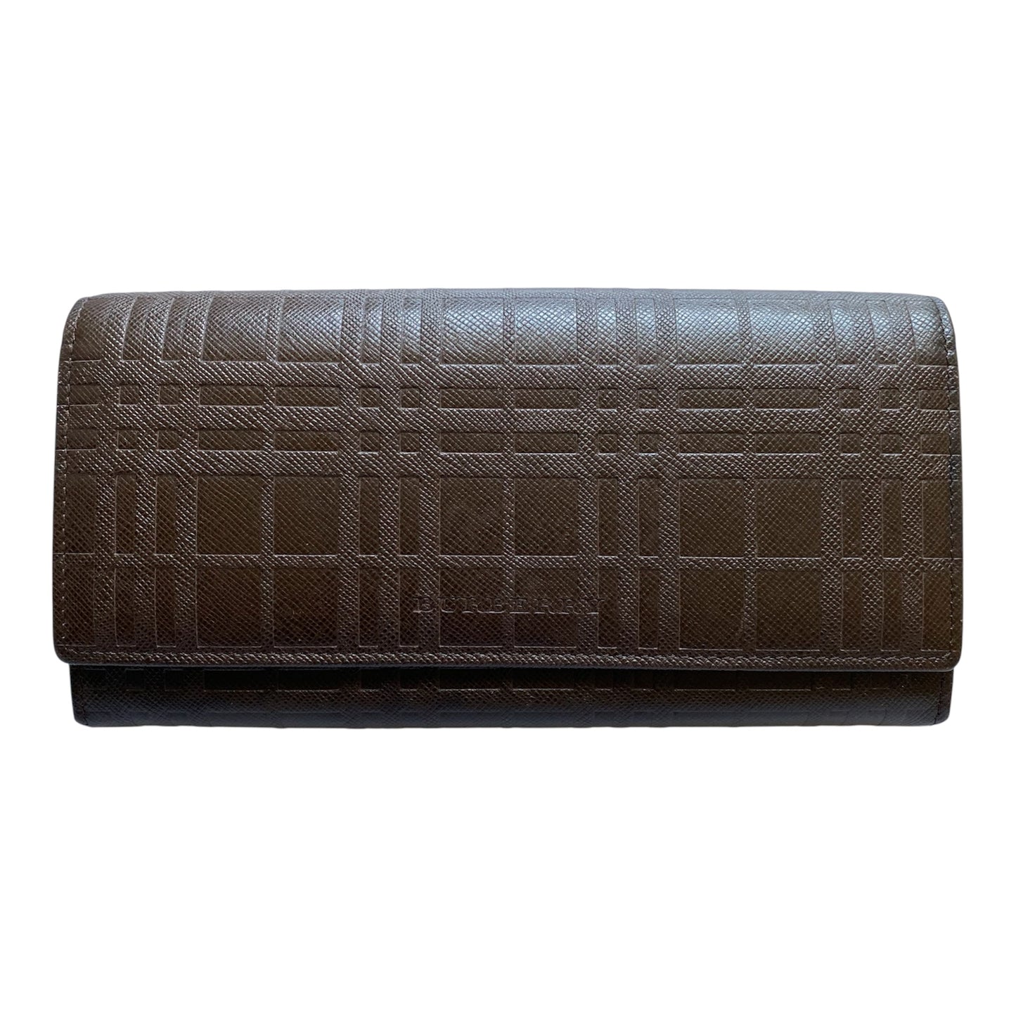 Burberry check brown Leather long wallet Authentic with COA