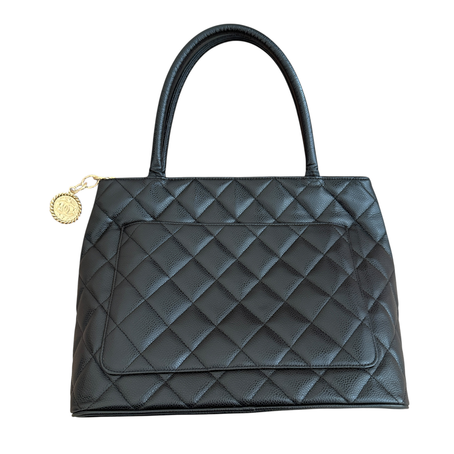 Chanel CC caviar black leather medallion tote bag authentic with COA and dust b