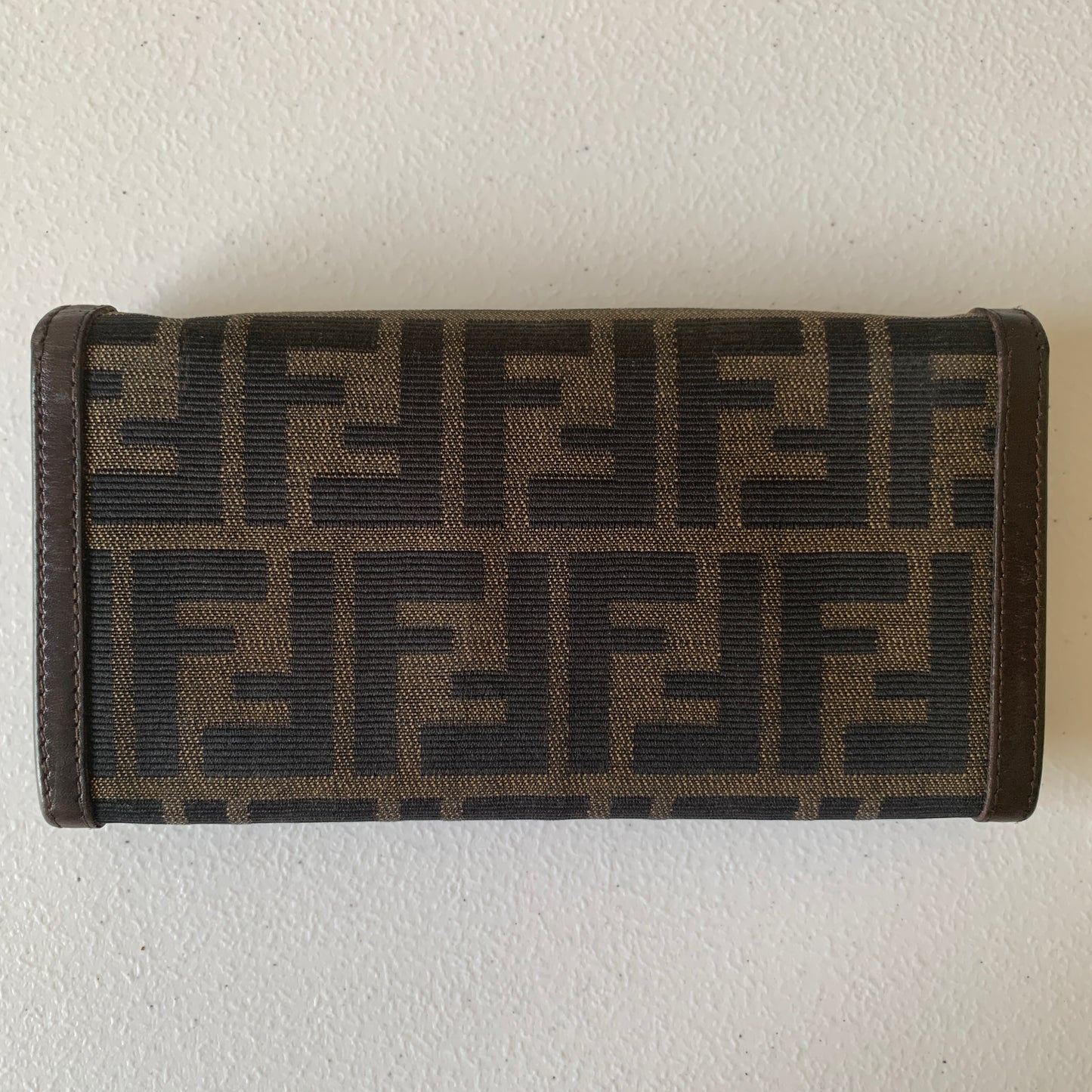 Fendi brown zucca Monogram long wallet Authentic with COA