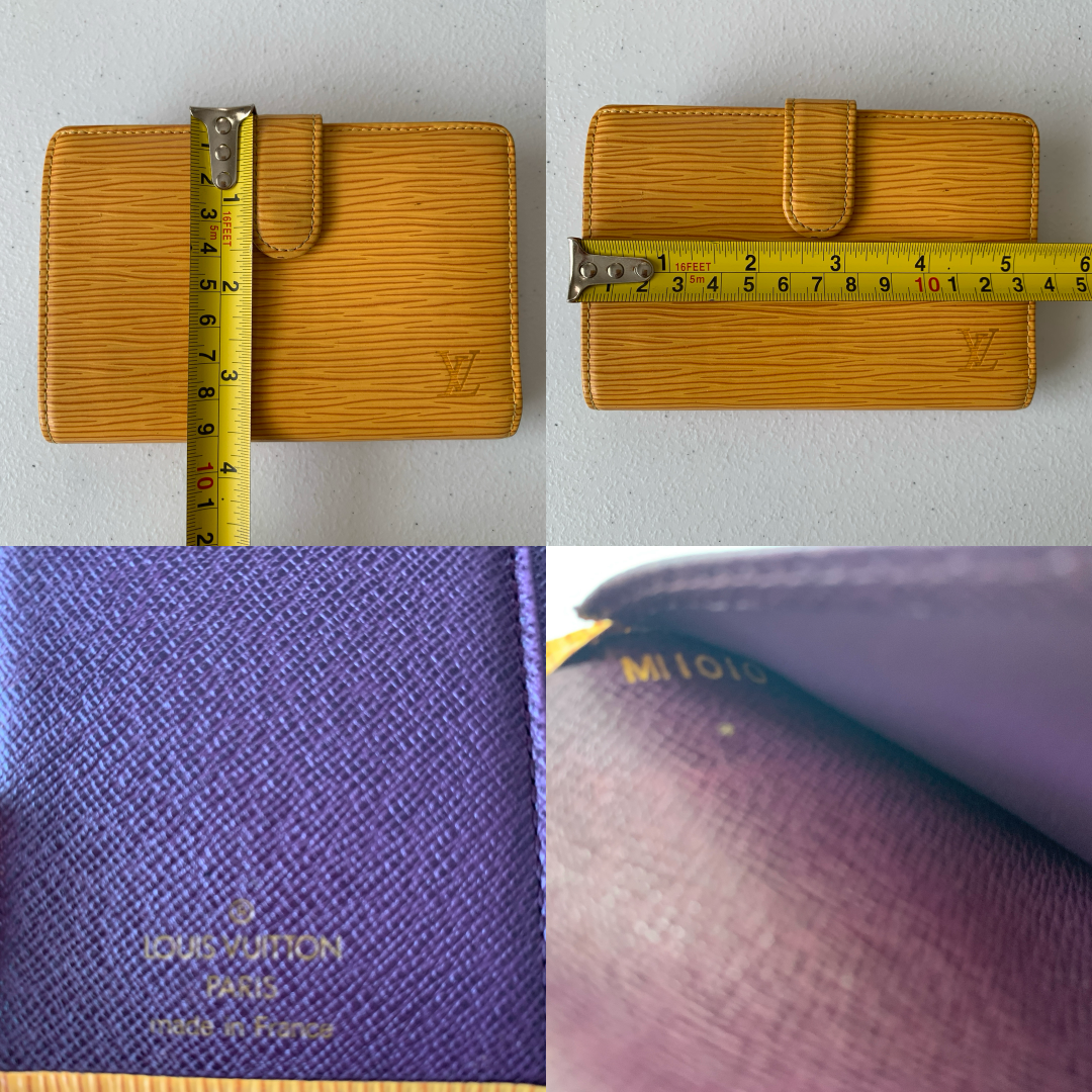 Louis Vuitton women's yellow epi leather Wallet m1010 authentic with COA