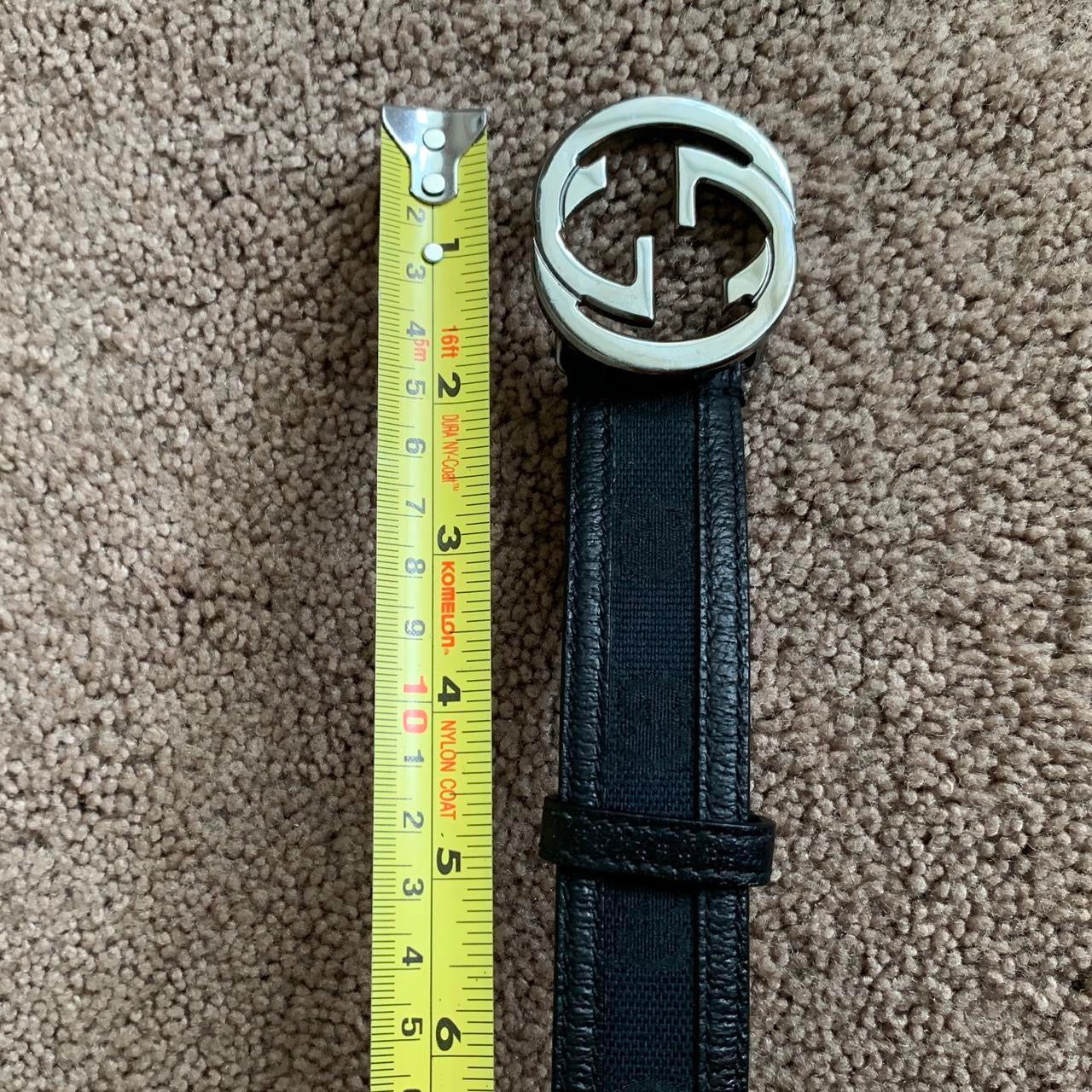 Authentic Gucci unisex monogram black canvas and leather belt 90 cm 36 inch