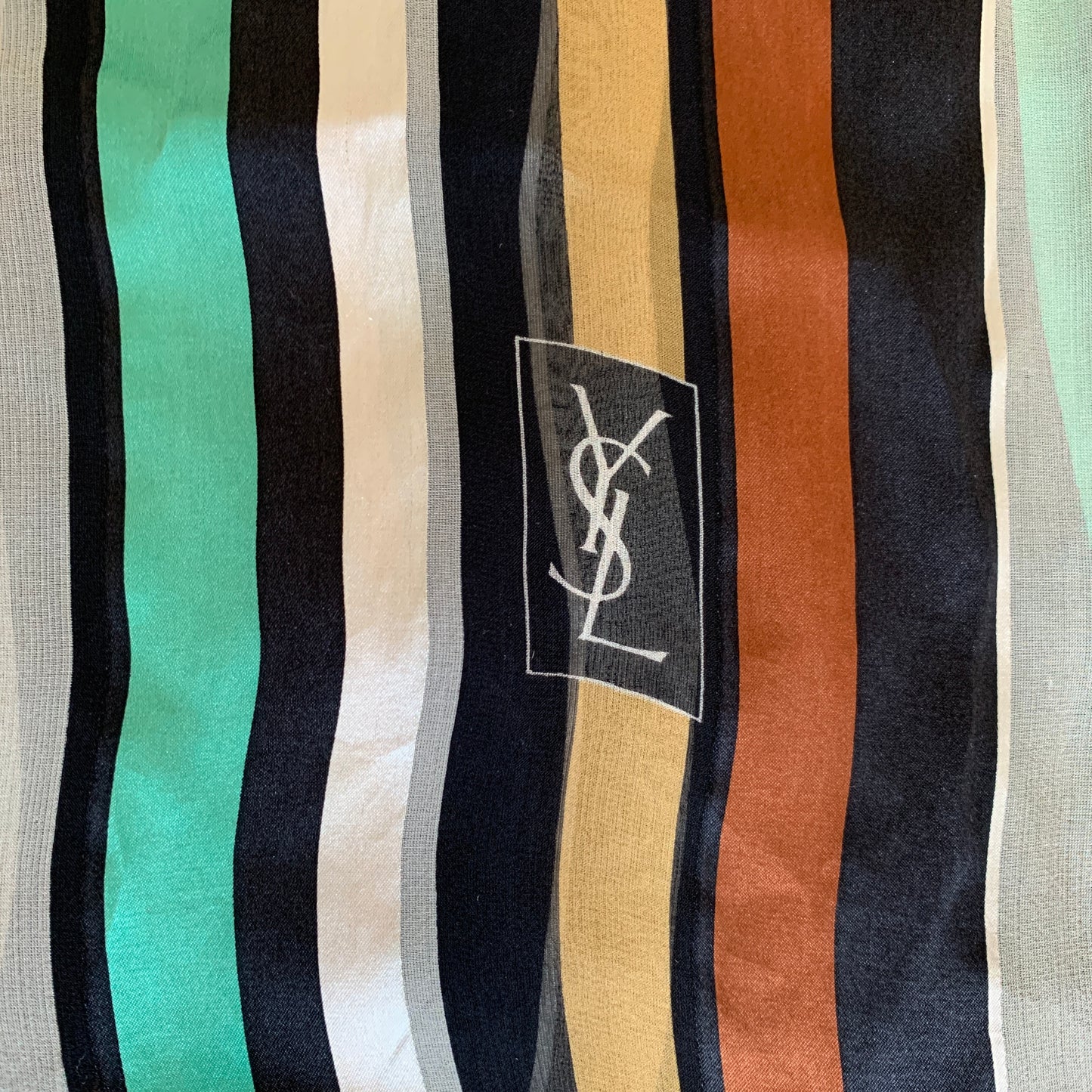 Yves Saint Laurent YSL logo long silk scarf authentic with COA 66x 21.5