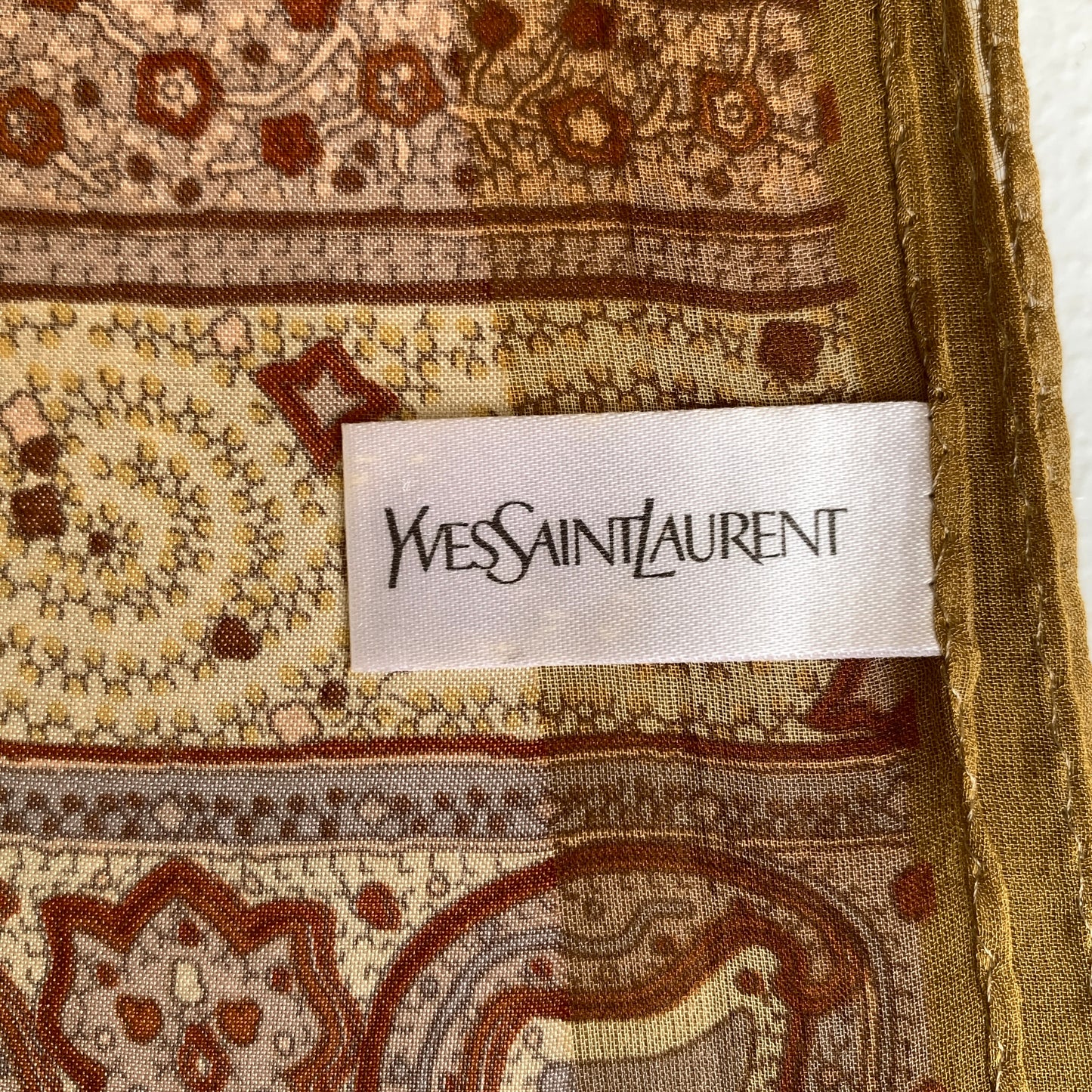 Yves Saint Laurent YSL logo large silk scarf Authentic with COA 68 inch long