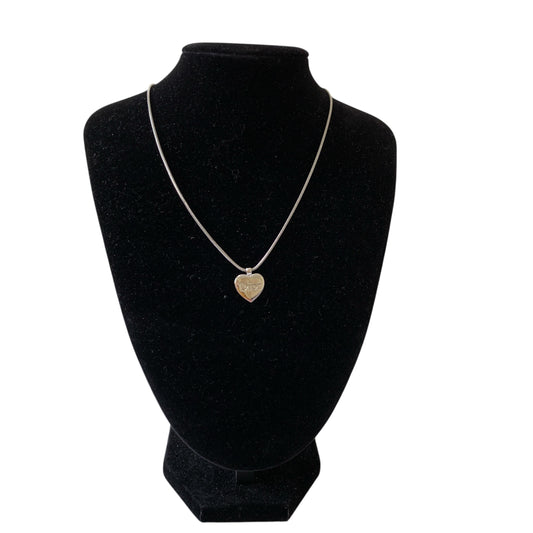 Christian Dior heart tag logo silver tone necklace authentic with COA
