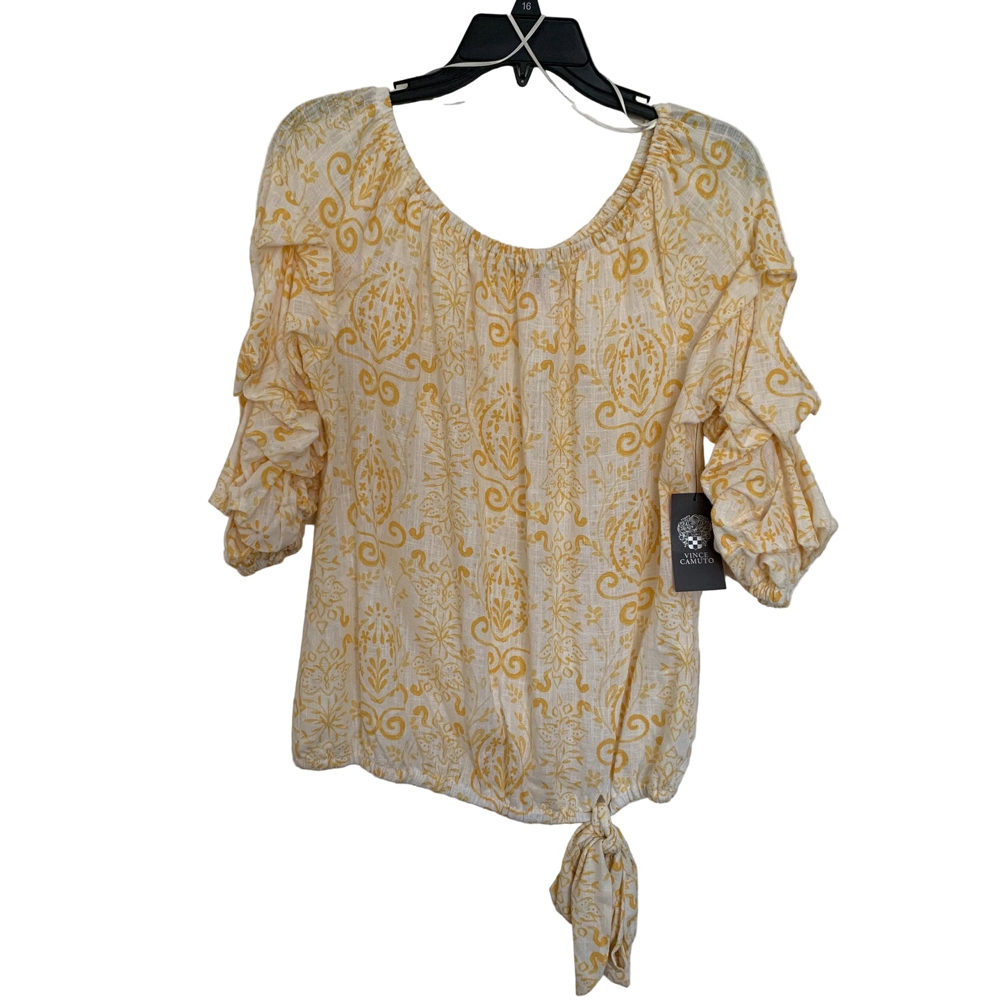 Vince Camuto Womens NWT yellow cream blouse size medium