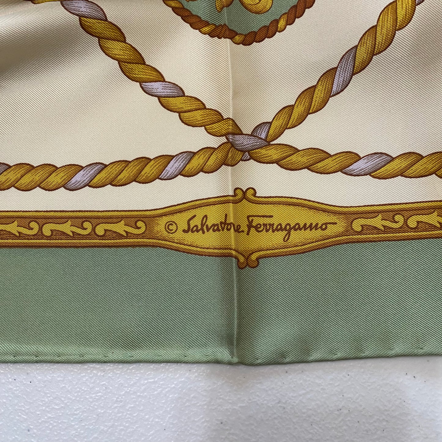 Ferragamo large silk scarf Authentic with coa 34 inch