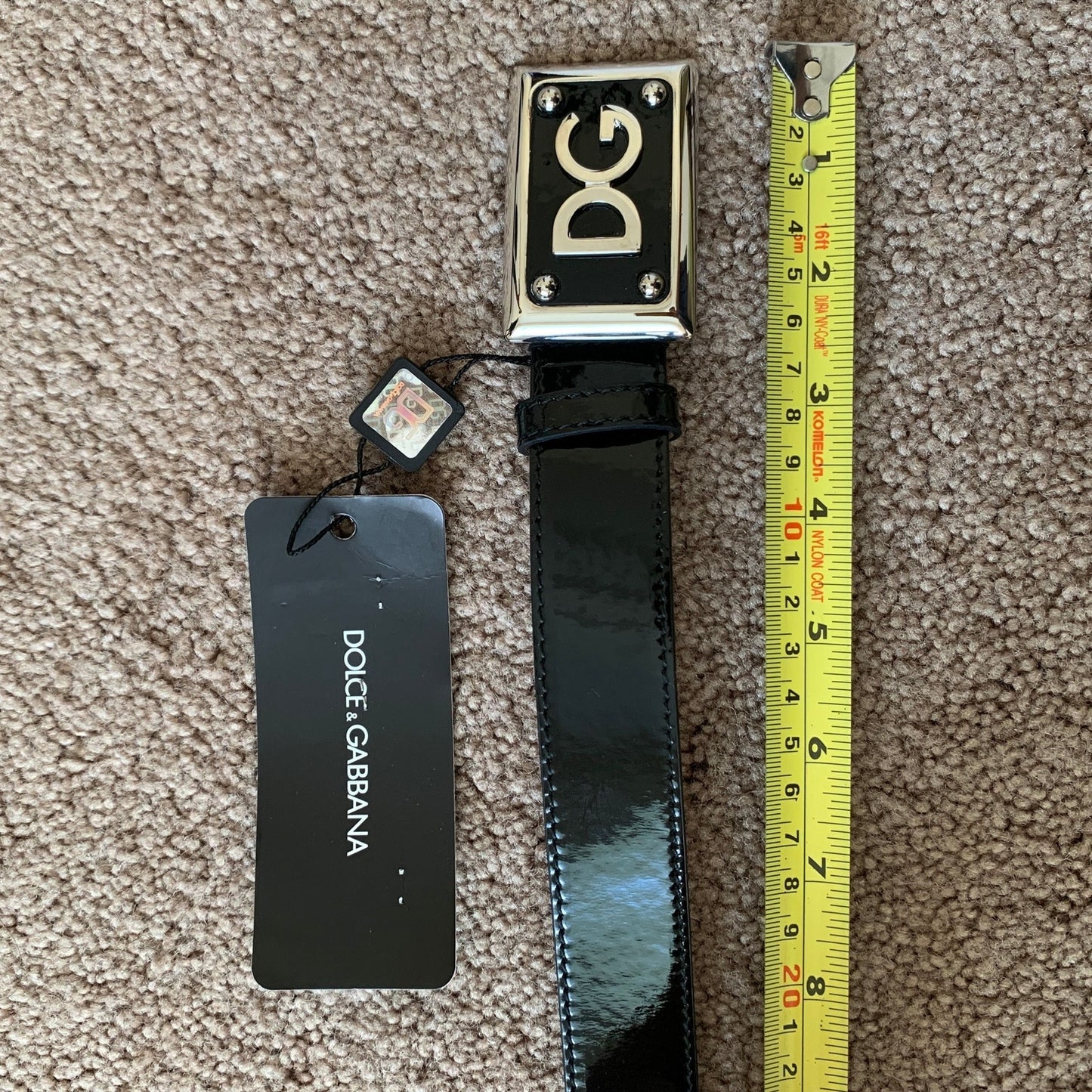 DG1019 Dolce & Gabbana unisex black patent leather belt size 90 cm 36 inch