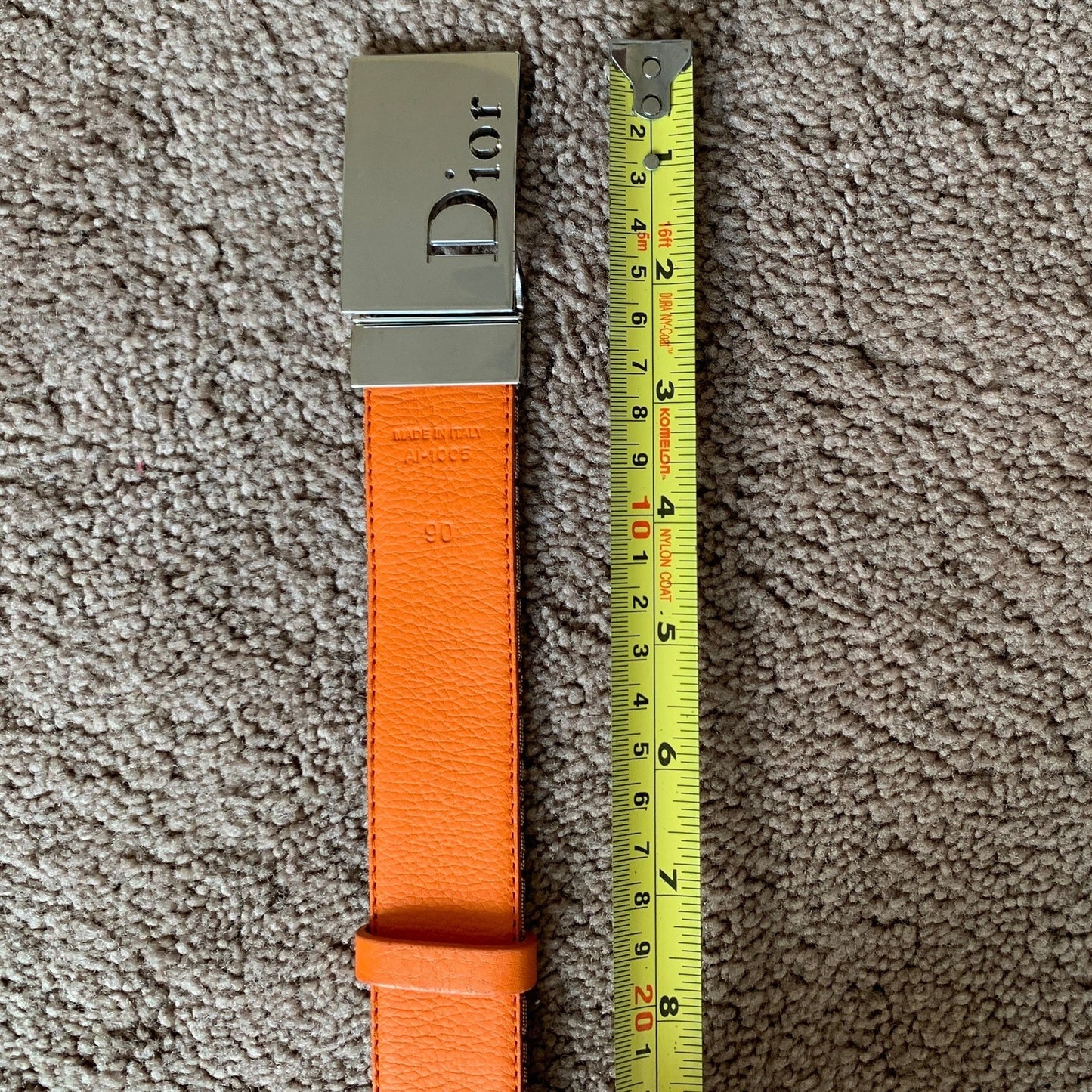 Christian Dior women's 90 cm 36 inch reversible trotter and orange leather belt