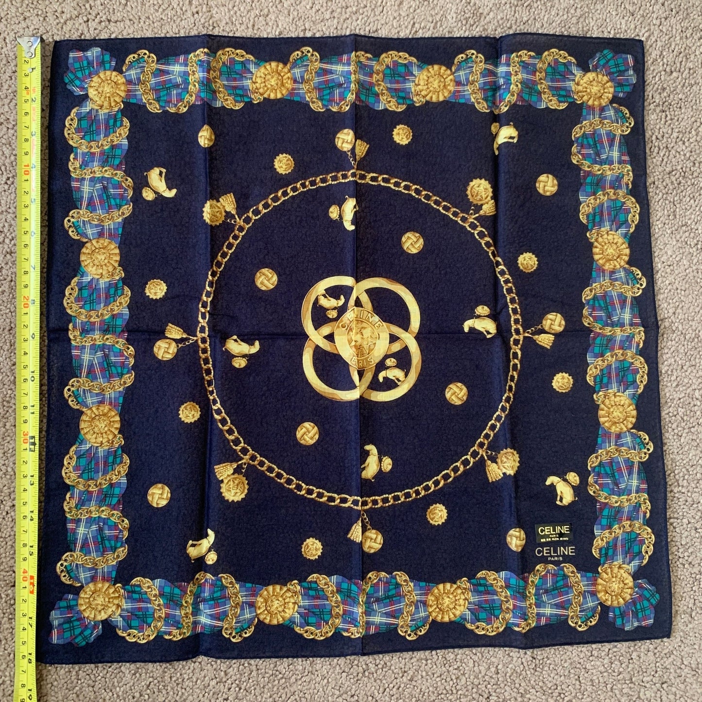 CL1004 Celine new unused cotton scarf handkerchief foulard