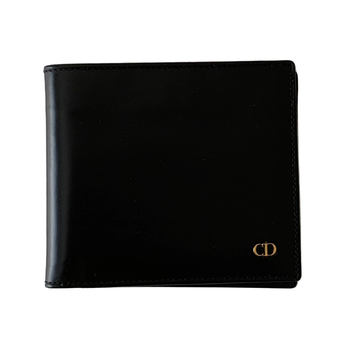Christian Dior CD logo Men’s bifold wallet black leather Authentic with COA