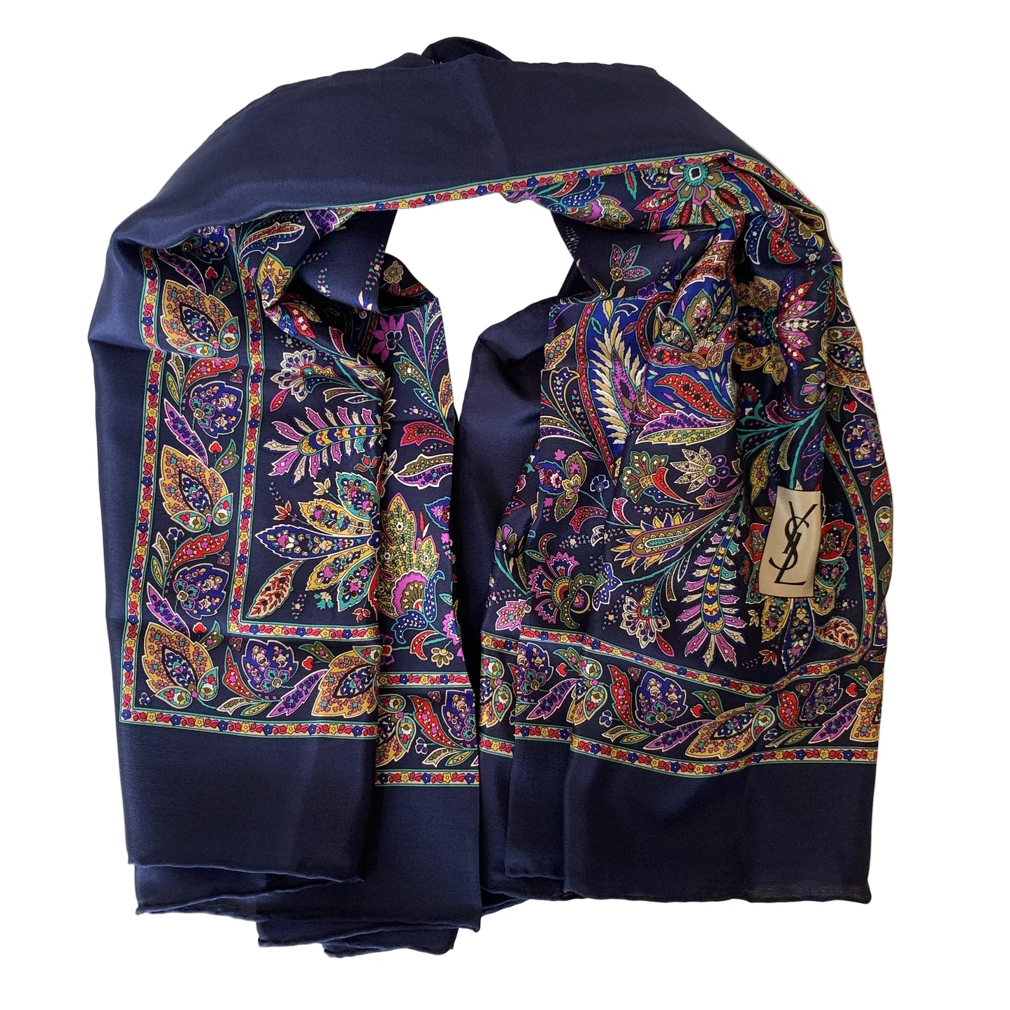 Yves Saint Laurent large silk scarf Authentic with COA 34.5 inch