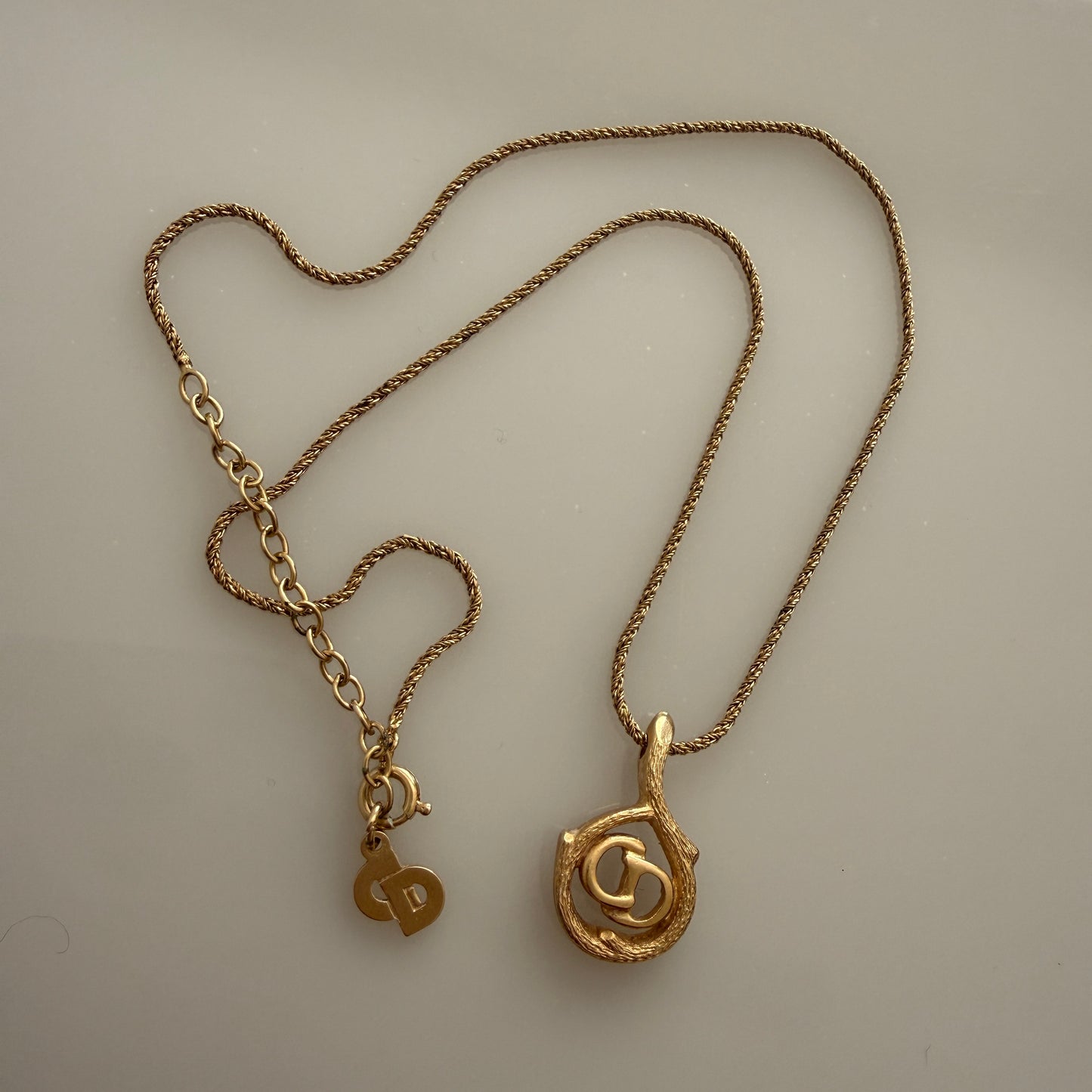 Christian Dior CD logo pendant necklace authentic with COA