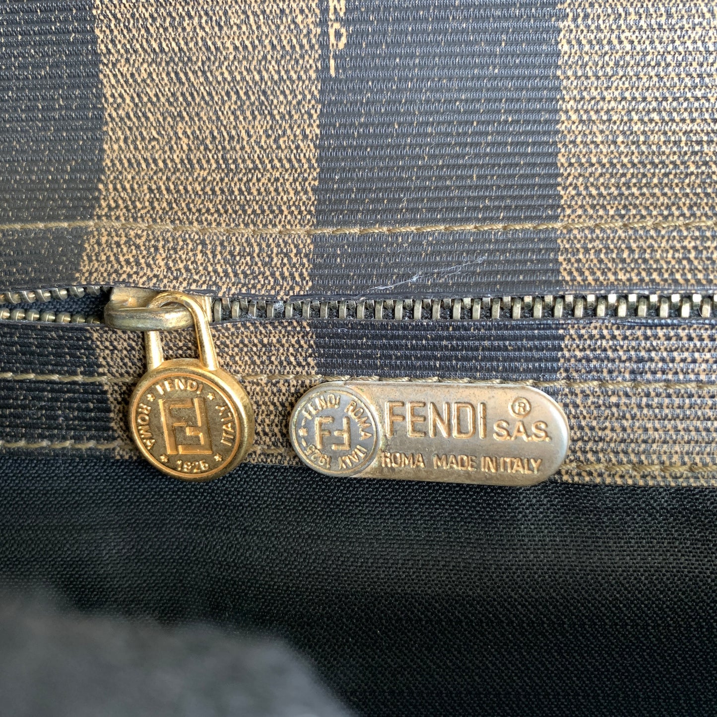 Fendi vintage pequin clutch bag Authentic with COA