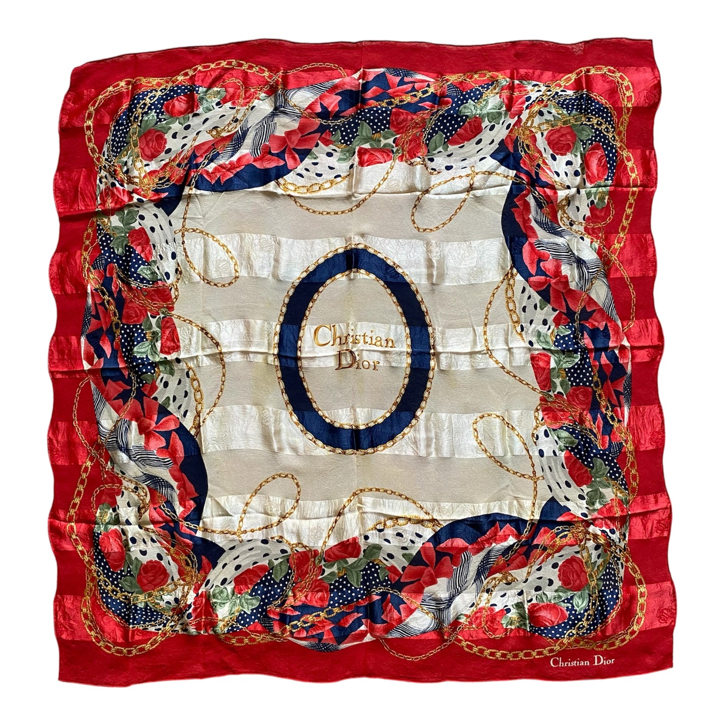 Dior large silk scarf Authentic with COA 31.5 inch