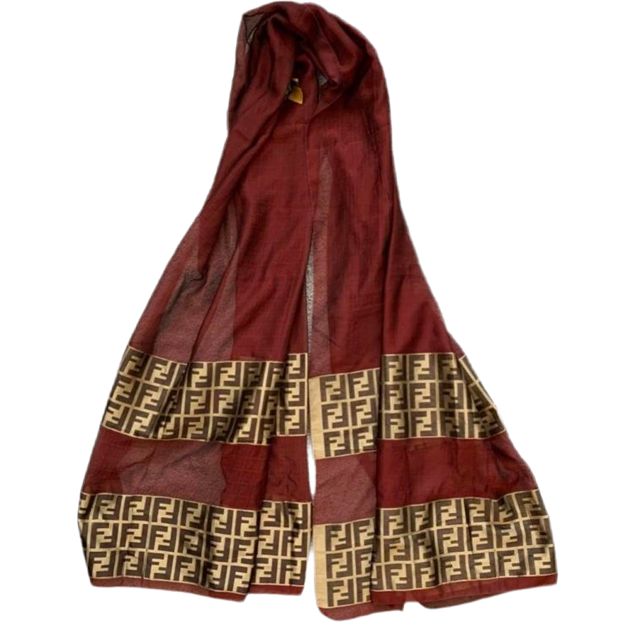 Authentic Fendi FF monogram silk scarf large and long