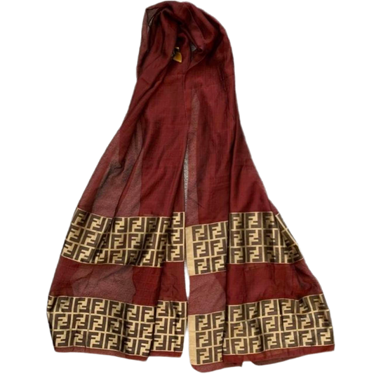 Authentic Fendi FF monogram silk scarf large and long