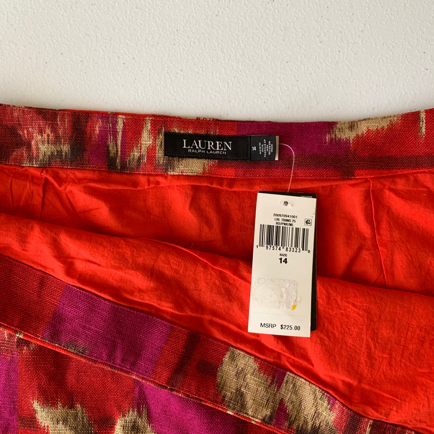 Lauren Ralph Lauren Women’s Red rose print linen skirt size 14