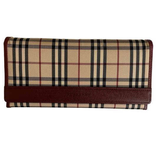 Burberry long flap classic check Wallet authentic with COA